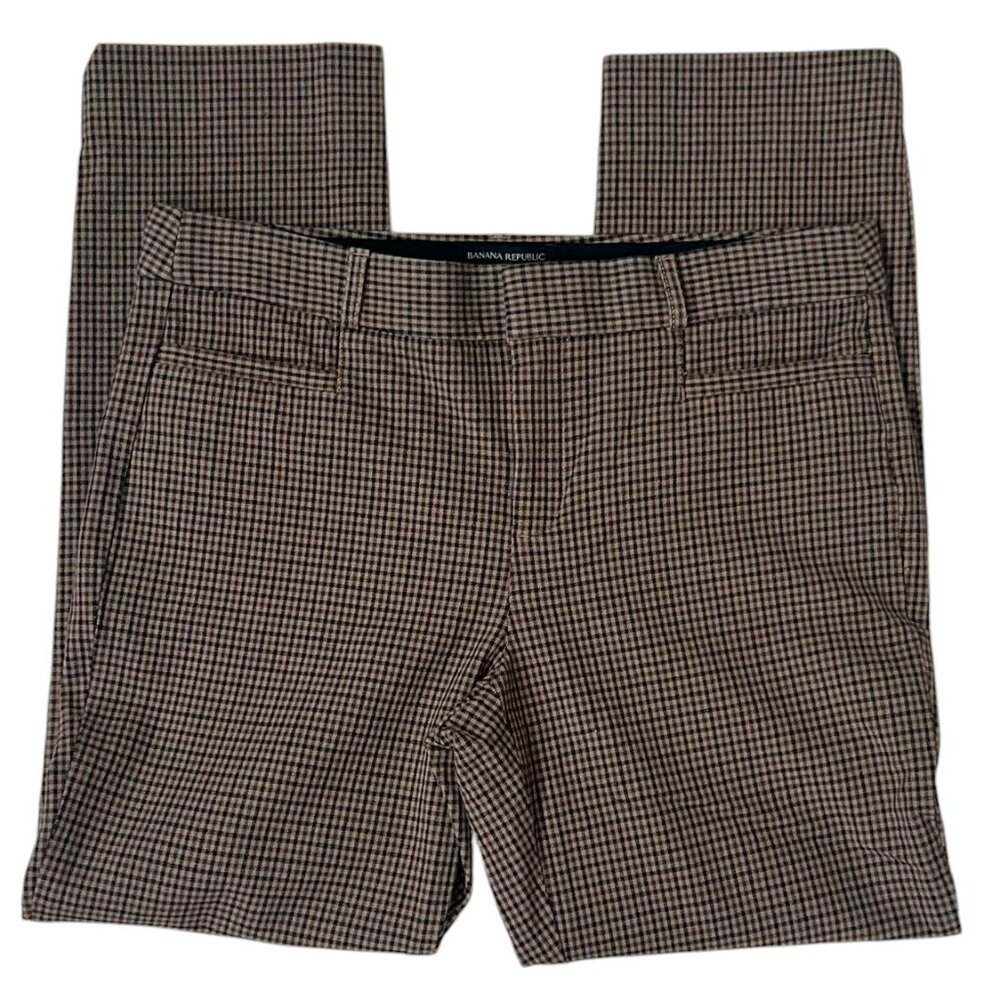 Banana Republic Size 6 Cotton Blend Mid-Rise Sloan Ankle Pant Brown Herringbone - Picture 3 of 8